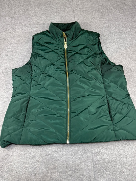 Michael Kors Jackets & Blazers - Michael Kors XL Emerald Green Quilted Puffer Vest Gold Zip
